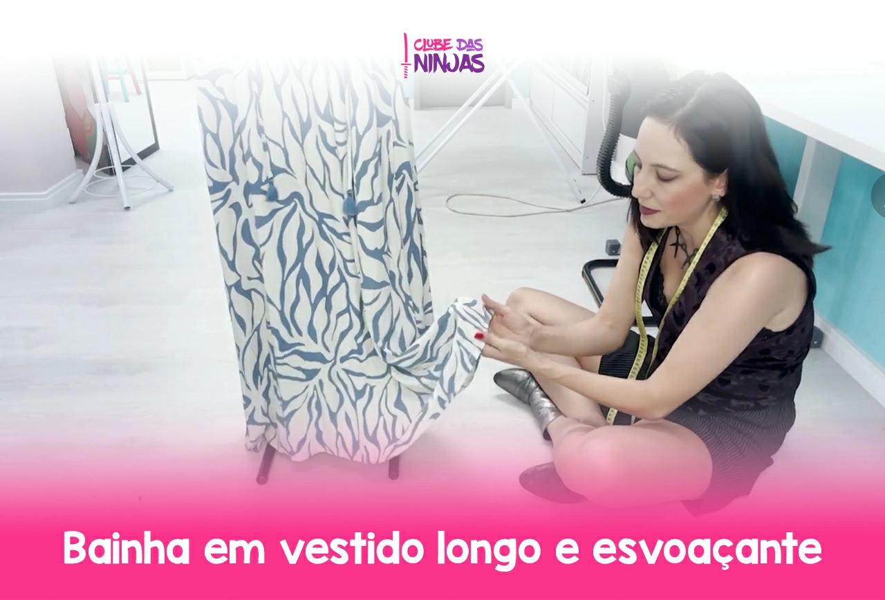 Bainha em vestido longo e esvoaçante